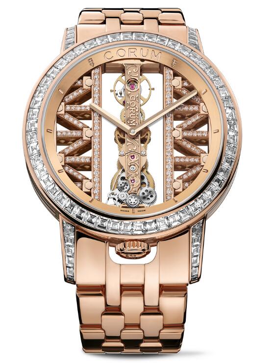Corum GOLDEN BRIDGE 43 ROSE GOLD BAGUETTE Watch Replica Ref. B113/04406 - 113.990.85/V790 GG85R Corum GOLDEN BRIDGE 43 ROSE GOLD BAGUETTE Watch Replica Ref. B113/04406 - 113.990.85/V790 GG85R